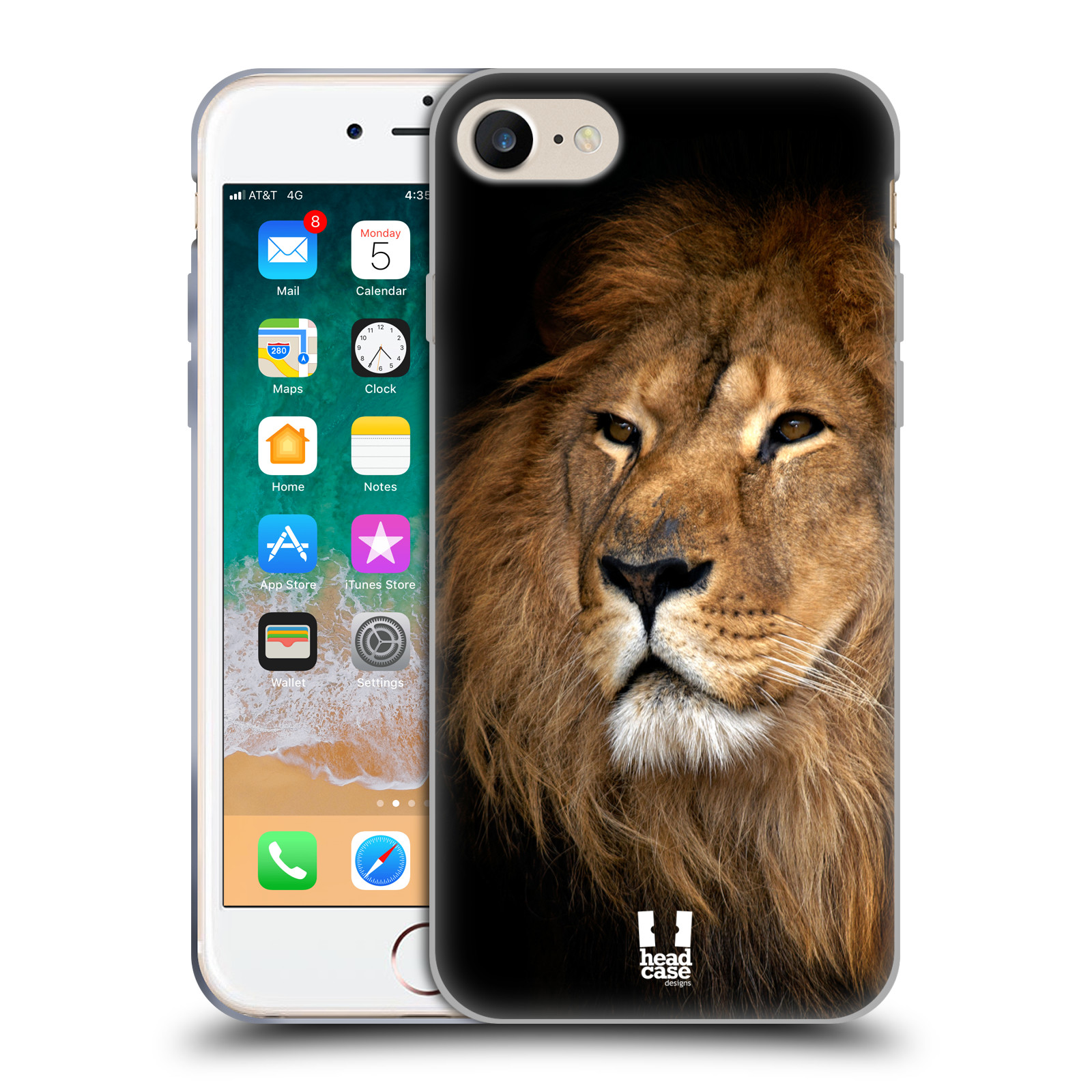 Silikonové pouzdro na mobil Apple iPhone 8 - Head Case - DIVOČINA – LEV (Silikonový kryt či obal na mobilní telefon Apple iPhone 8 s motivem DIVOČINA – LEV)
