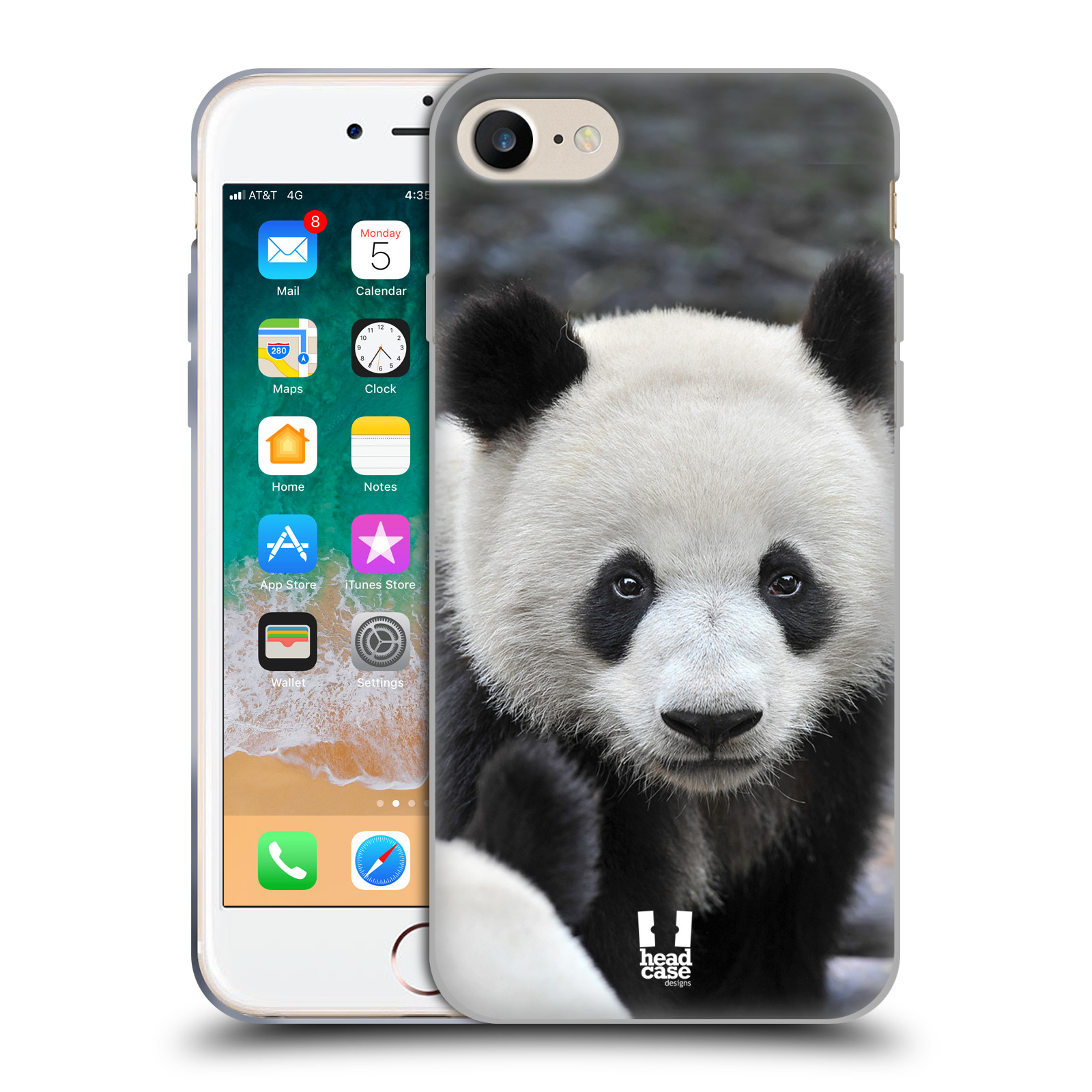 Silikonové pouzdro na mobil Apple iPhone 8 - Head Case - DIVOČINA – PANDA (Silikonový kryt či obal na mobilní telefon Apple iPhone 8 s motivem DIVOČINA – PANDA)