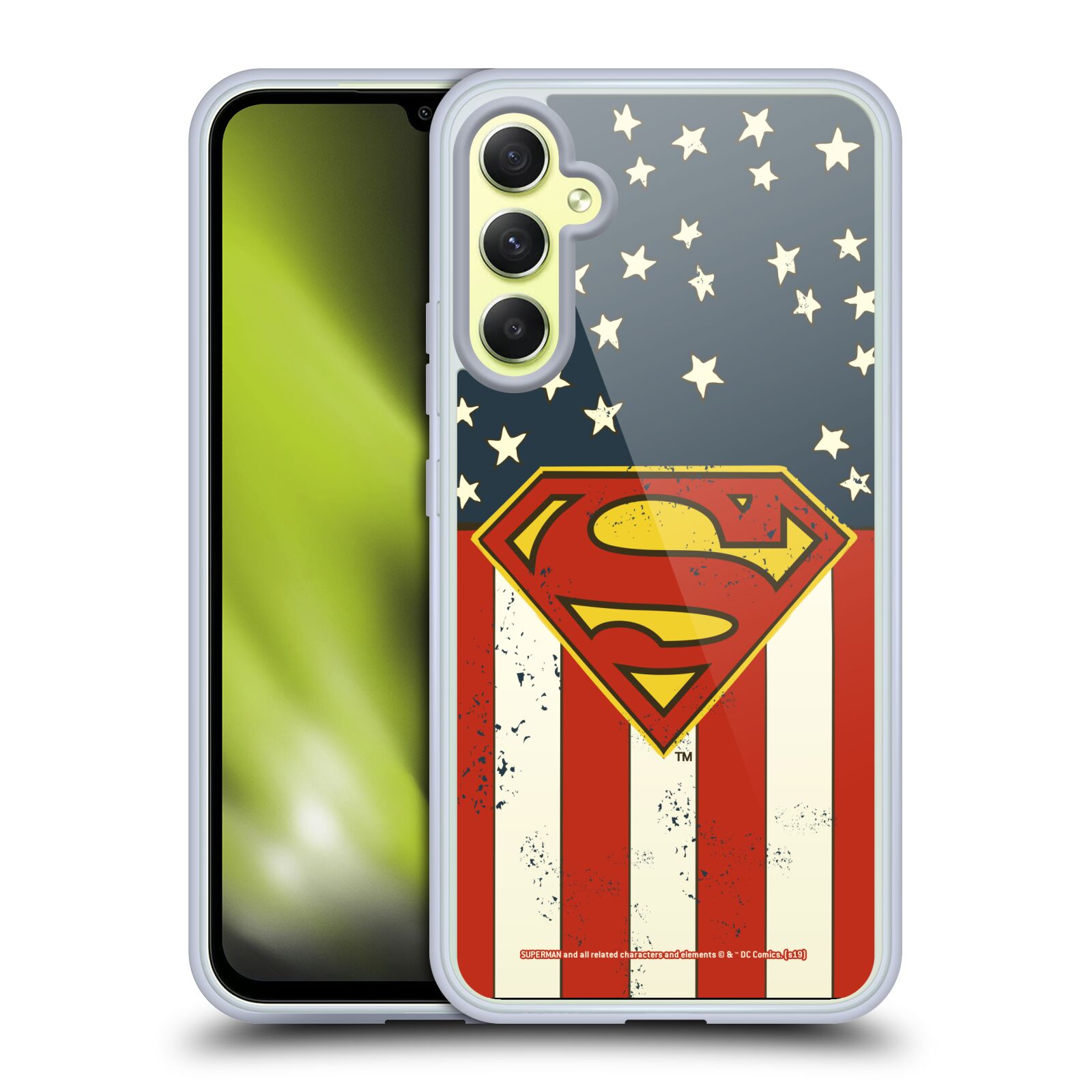 Silikonové pouzdro na mobil Samsung Galaxy A34 5G - Superman DC Comics Logos U.S. Flag (Silikonový kryt, obal, pouzdro na mobilní telefon Samsung Galaxy A34 5G s licencovaným motivem Superman DC Comics Logos U.S. Flag)