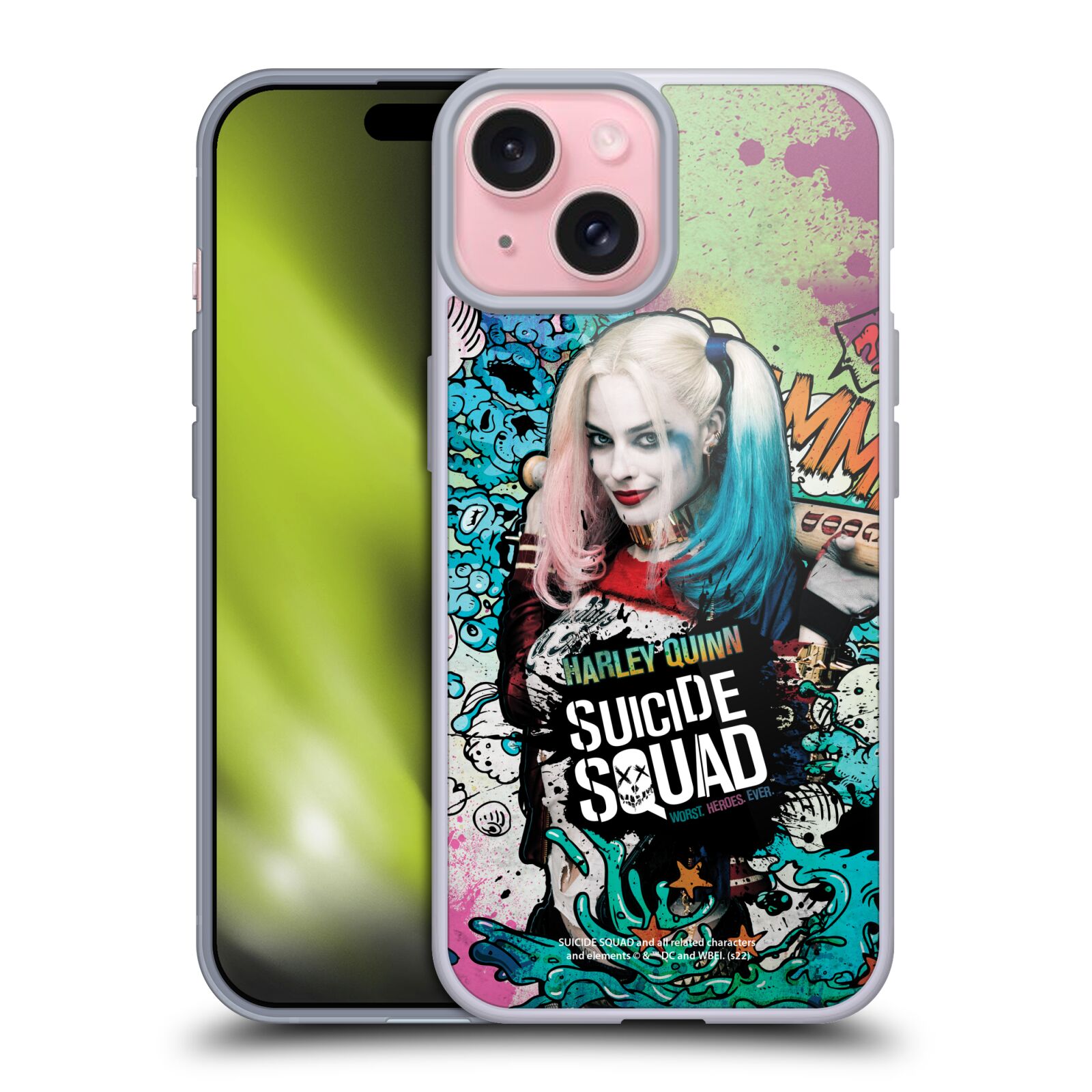 Silikonové lesklé pouzdro na mobil Apple iPhone 15 - Suicide Squad - Harley Quinn (Silikonový lesklý kryt, obal, pouzdro na mobilní telefon Apple iPhone 15 s licencovaným motivem Suicide Squad - Harley Quinn)