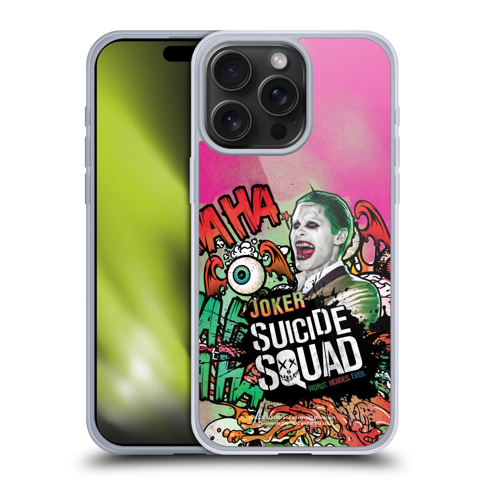 Silikonové lesklé pouzdro na mobil Apple iPhone 15 Pro Max - Suicide Squad - Joker (Silikonový lesklý kryt, obal, pouzdro na mobilní telefon Apple iPhone 15 Pro Max s licencovaným motivem Suicide Squad - Joker)