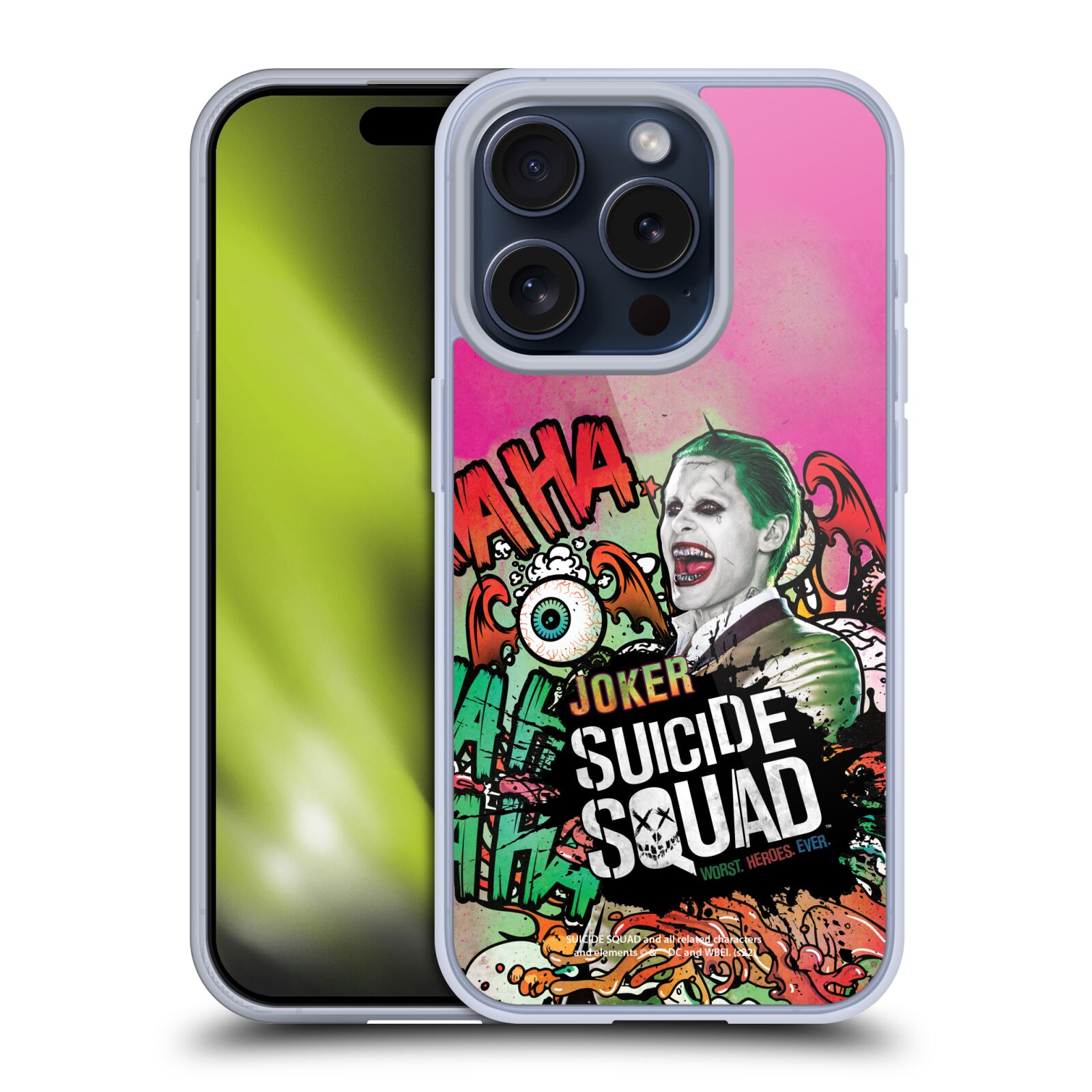 Silikonové lesklé pouzdro na mobil Apple iPhone 15 Pro - Suicide Squad - Joker (Silikonový lesklý kryt, obal, pouzdro na mobilní telefon Apple iPhone 15 Pro s licencovaným motivem Suicide Squad - Joker)
