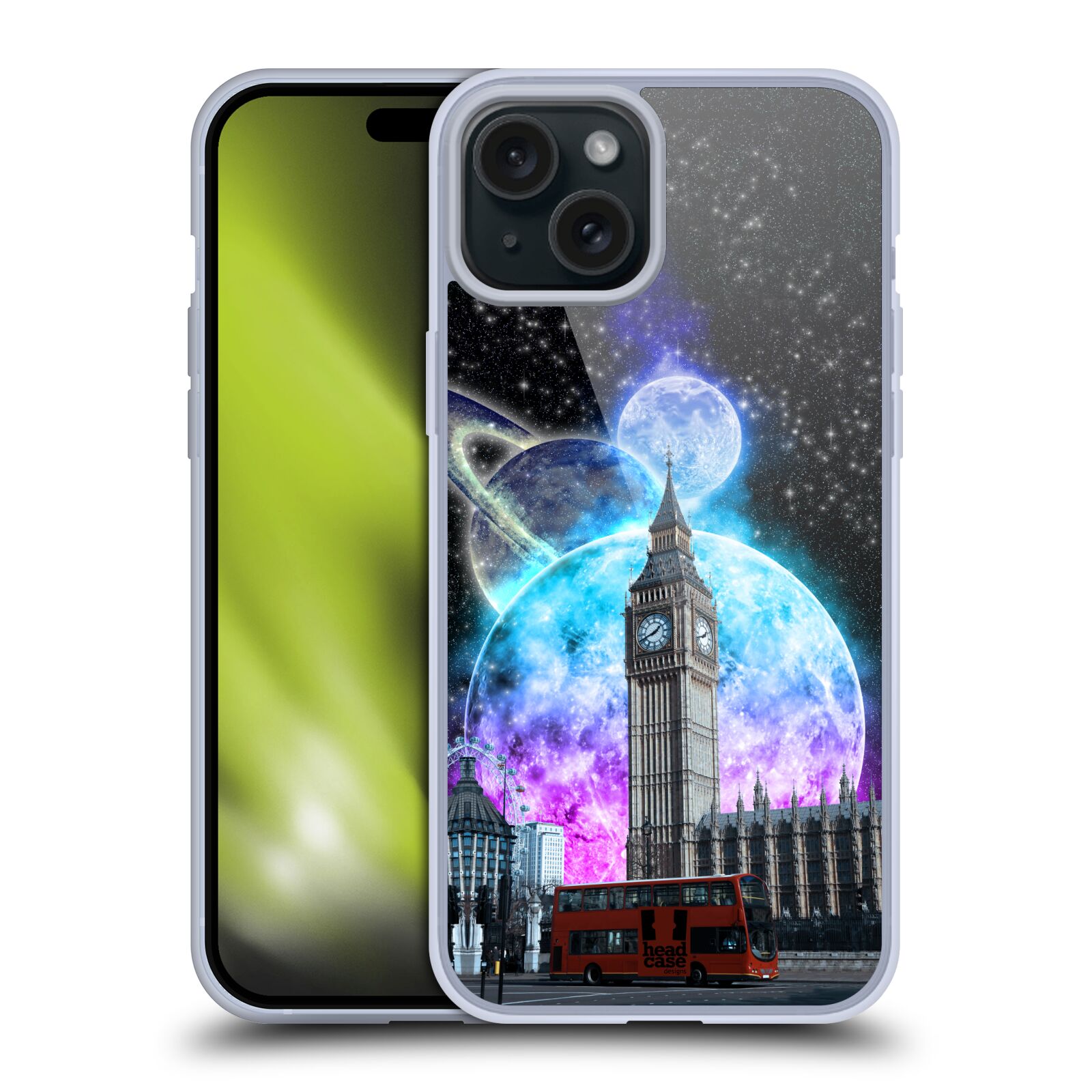 Silikonové lesklé pouzdro na mobil Apple iPhone 15 Plus - Head Case - Měsíční Londýn (Silikonový lesklý kryt, obal, pouzdro na mobilní telefon Apple iPhone 15 Plus s motivem Měsíční Londýn)