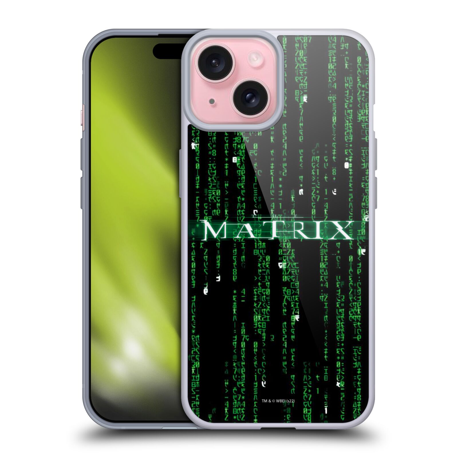 Silikonové lesklé pouzdro na mobil Apple iPhone 15 - The Matrix Key Art Codes (Silikonový lesklý kryt, obal, pouzdro na mobilní telefon Apple iPhone 15 s licencovaným motivem The Matrix Key Art Codes)