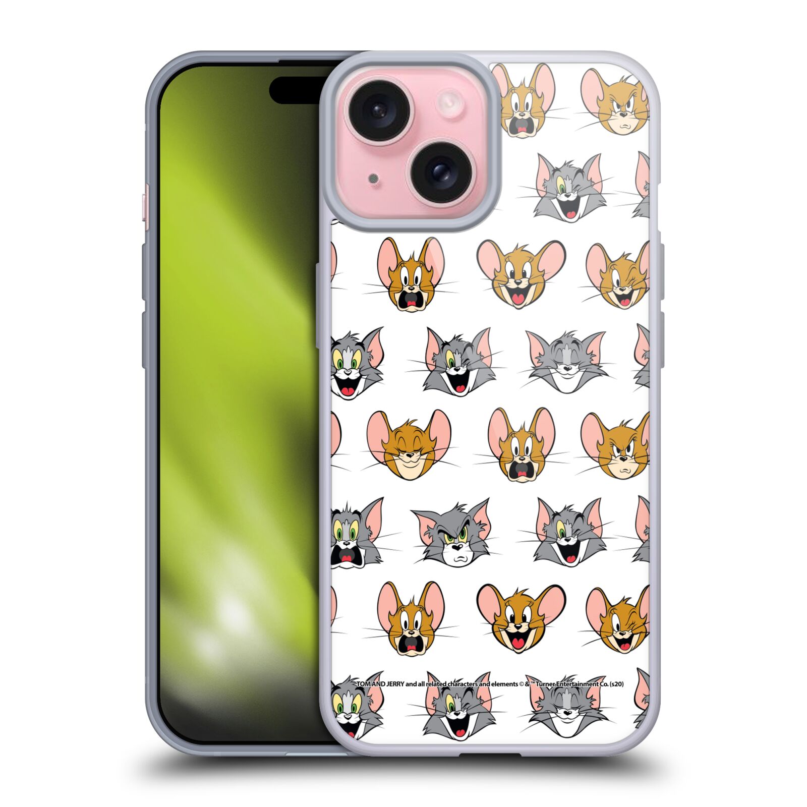 Silikonové lesklé pouzdro na mobil Apple iPhone 15 - Tom a Jerry (Silikonový lesklý kryt, obal, pouzdro na mobilní telefon Apple iPhone 15 s licencovaným motivem Tom a Jerry)