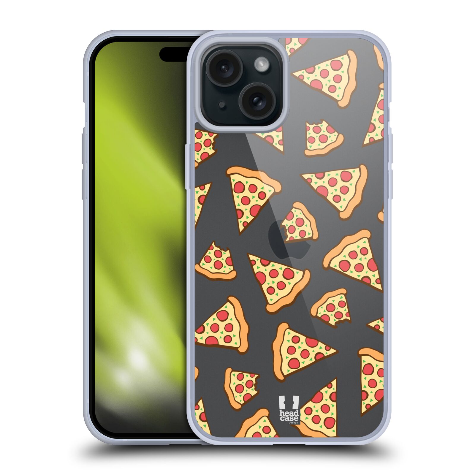 Silikonové lesklé pouzdro na mobil Apple iPhone 15 Plus - Head Case - Pizza (Silikonový kryt či obal na mobilní telefon s motivem Pizza pro Apple iPhone 15 Plus)