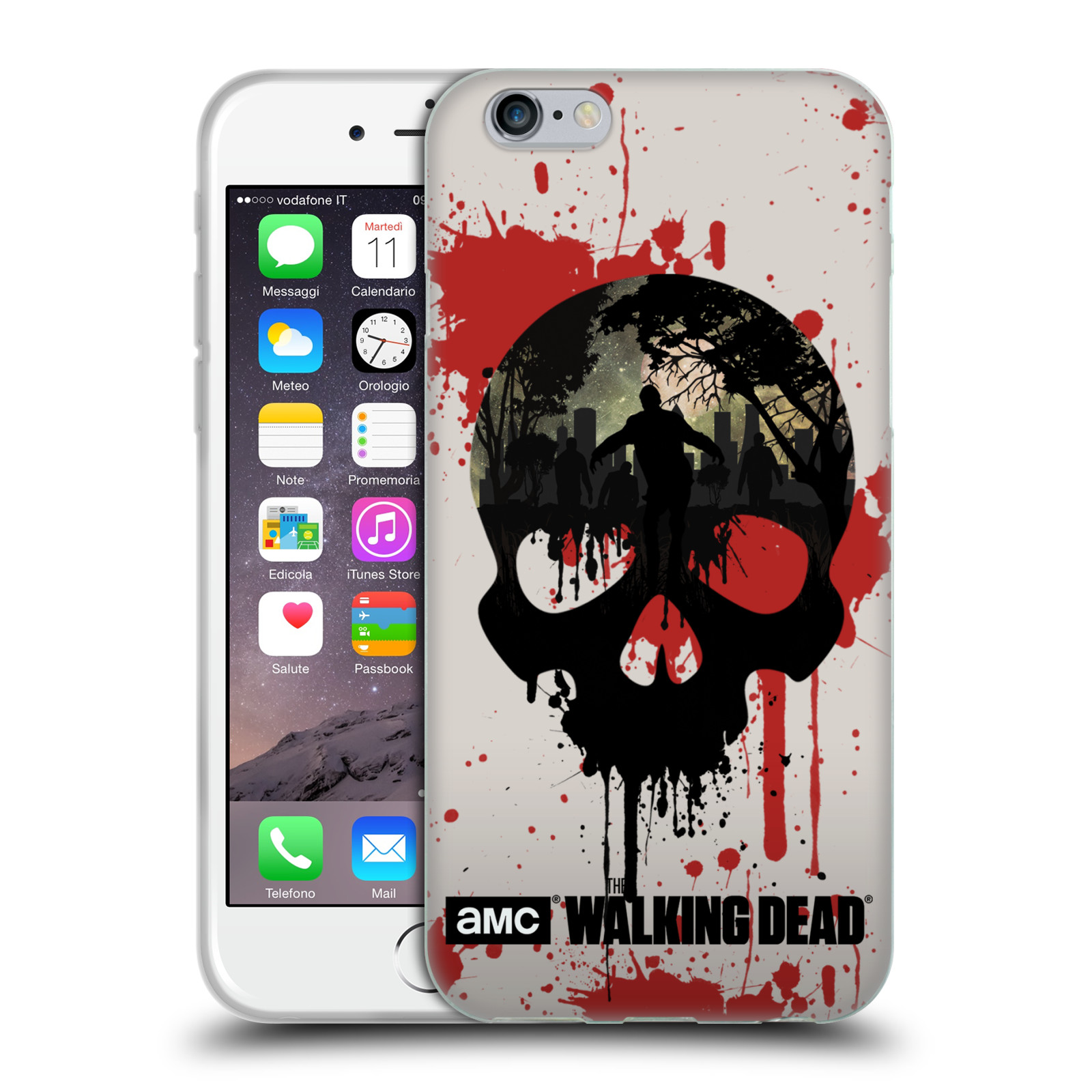 Silikonové pouzdro na mobil Apple iPhone 6 HEAD CASE Živí mrtví - Lebka (Silikonový kryt či obal na mobilní telefon s licencovaným motivem Živí mrtví / The Walking Dead pro Apple iPhone 6)