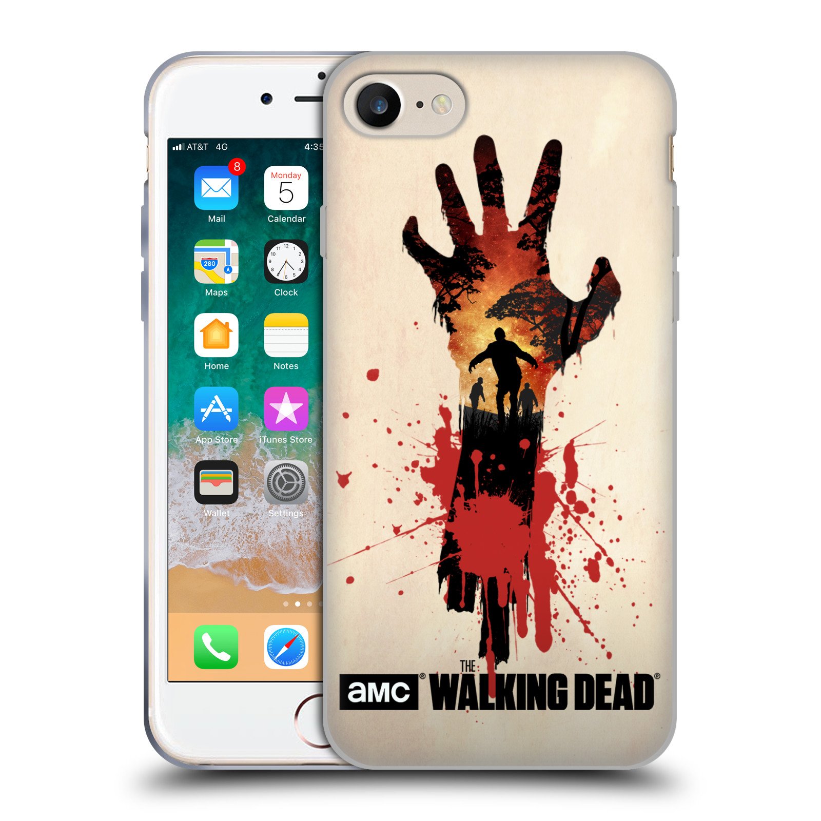 Silikonové pouzdro na mobil Apple iPhone 7 HEAD CASE Živí mrtví - Ruka (Silikonový kryt či obal na mobilní telefon s licencovaným motivem Živí mrtví / The Walking Dead pro Apple iPhone 7)