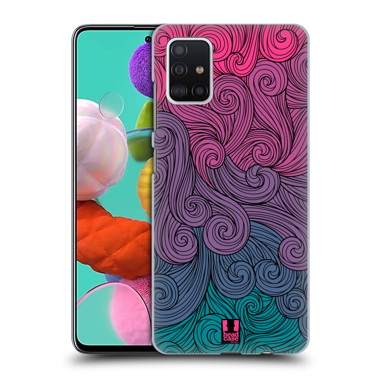 Plastové pouzdro na mobil Samsung Galaxy A51 - Head Case - Swirls Hot Pink (Plastový kryt, pouzdro, obal na mobilní telefon Samsung Galaxy A51 A515F Dual SIM s motivem Swirls Hot Pink)