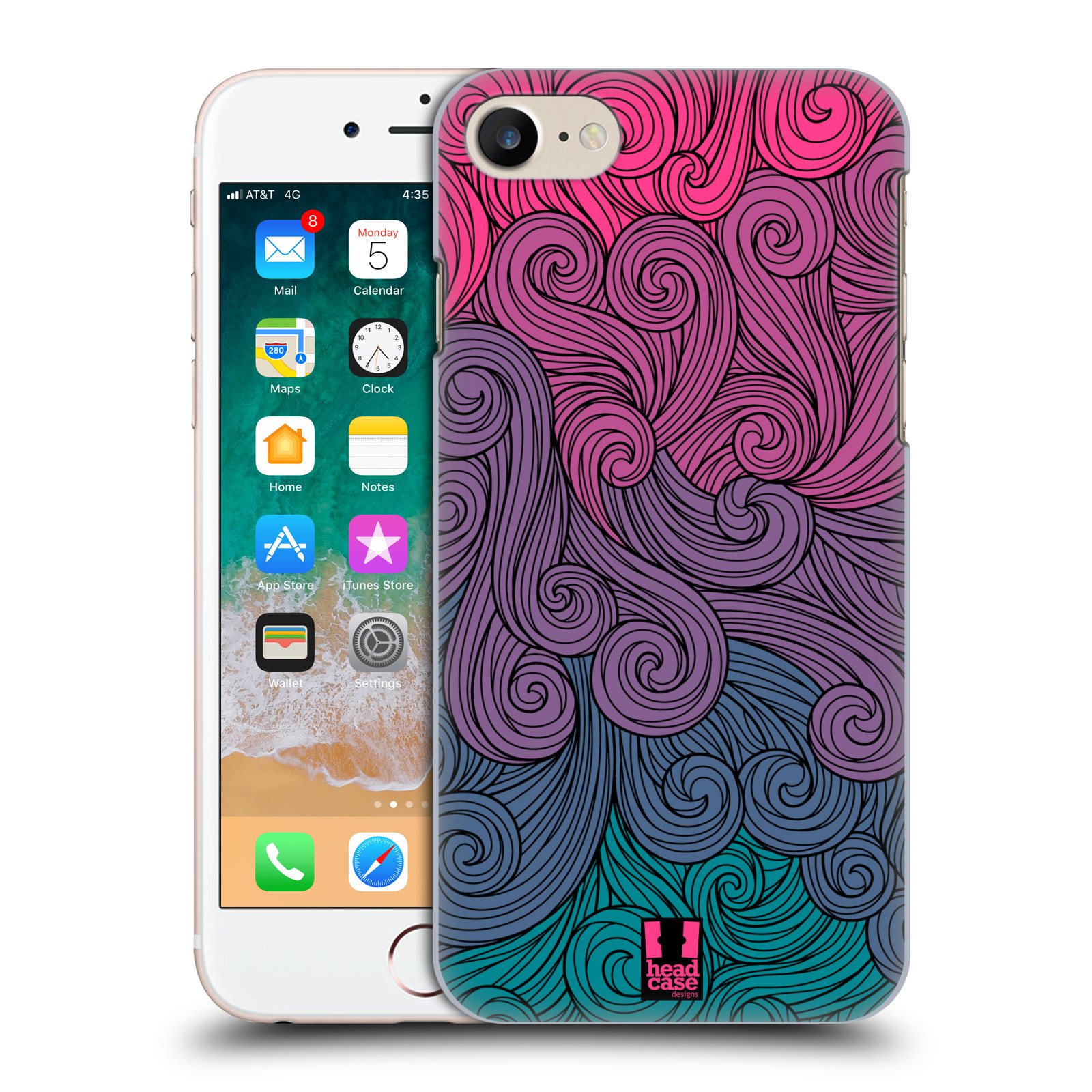 Plastové pouzdro na mobil Apple iPhone 7 HEAD CASE Swirls Hot Pink (Plastový kryt či obal na mobilní telefon Apple iPhone 7)