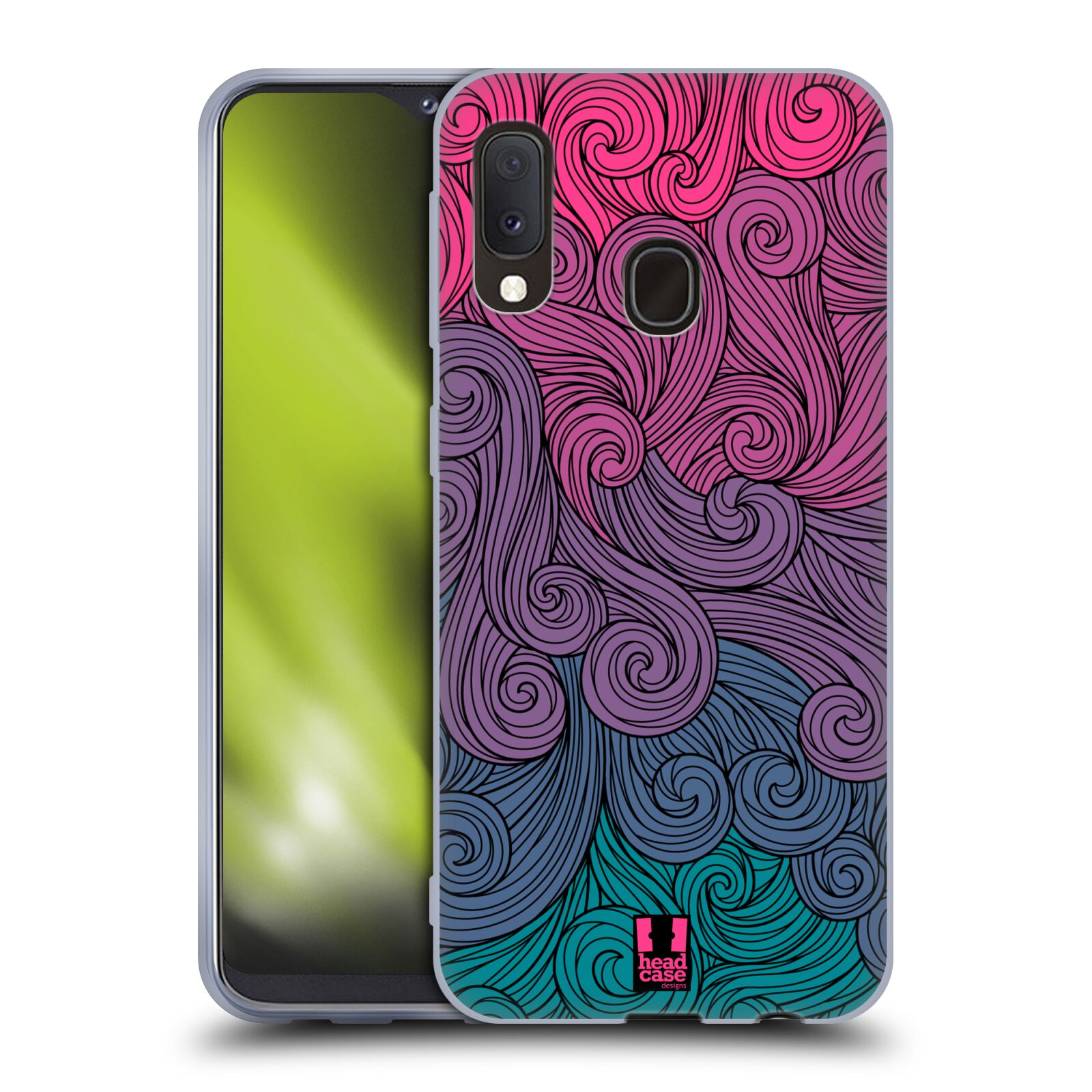 Silikonové pouzdro na mobil Samsung Galaxy A20e - Head Case - Swirls Hot Pink (Silikonový kryt, obal, pouzdro na mobilní telefon Samsung Galaxy A20e A202F Dual SIM s motivem Swirls Hot Pink)