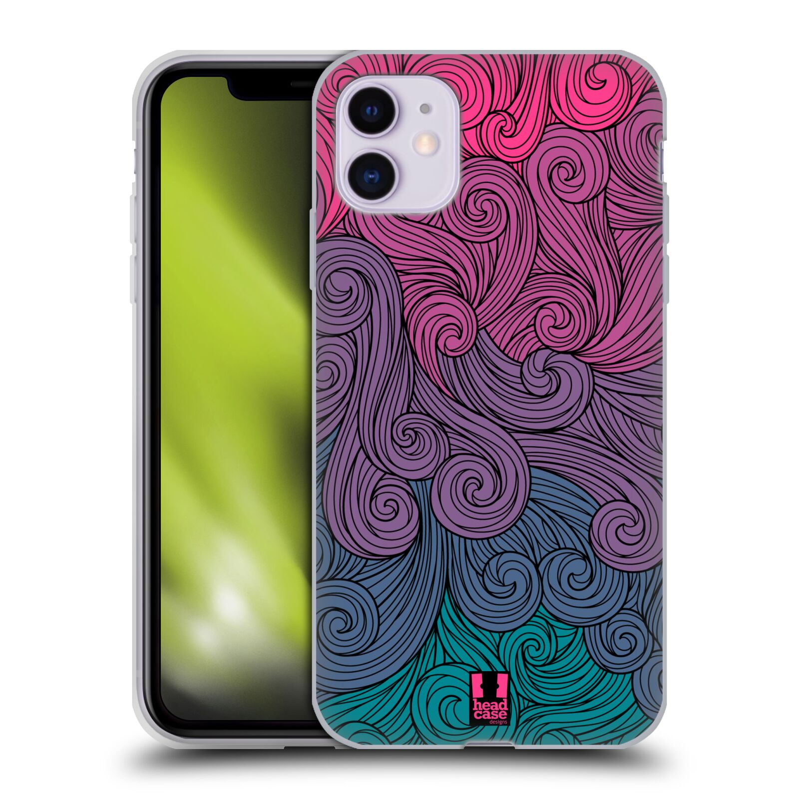 Silikonové pouzdro na mobil Apple iPhone 11 - Head Case - Swirls Hot Pink (Silikonový kryt, obal, pouzdro na mobilní telefon Apple iPhone 11 s displejem 6,1" s motivem Swirls Hot Pink)