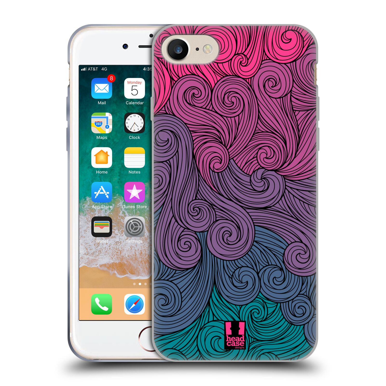 Silikonové pouzdro na mobil Apple iPhone 8 - Head Case - Swirls Hot Pink (Silikonový kryt či obal na mobilní telefon Apple iPhone 8 s motivem Swirls Hot Pink)