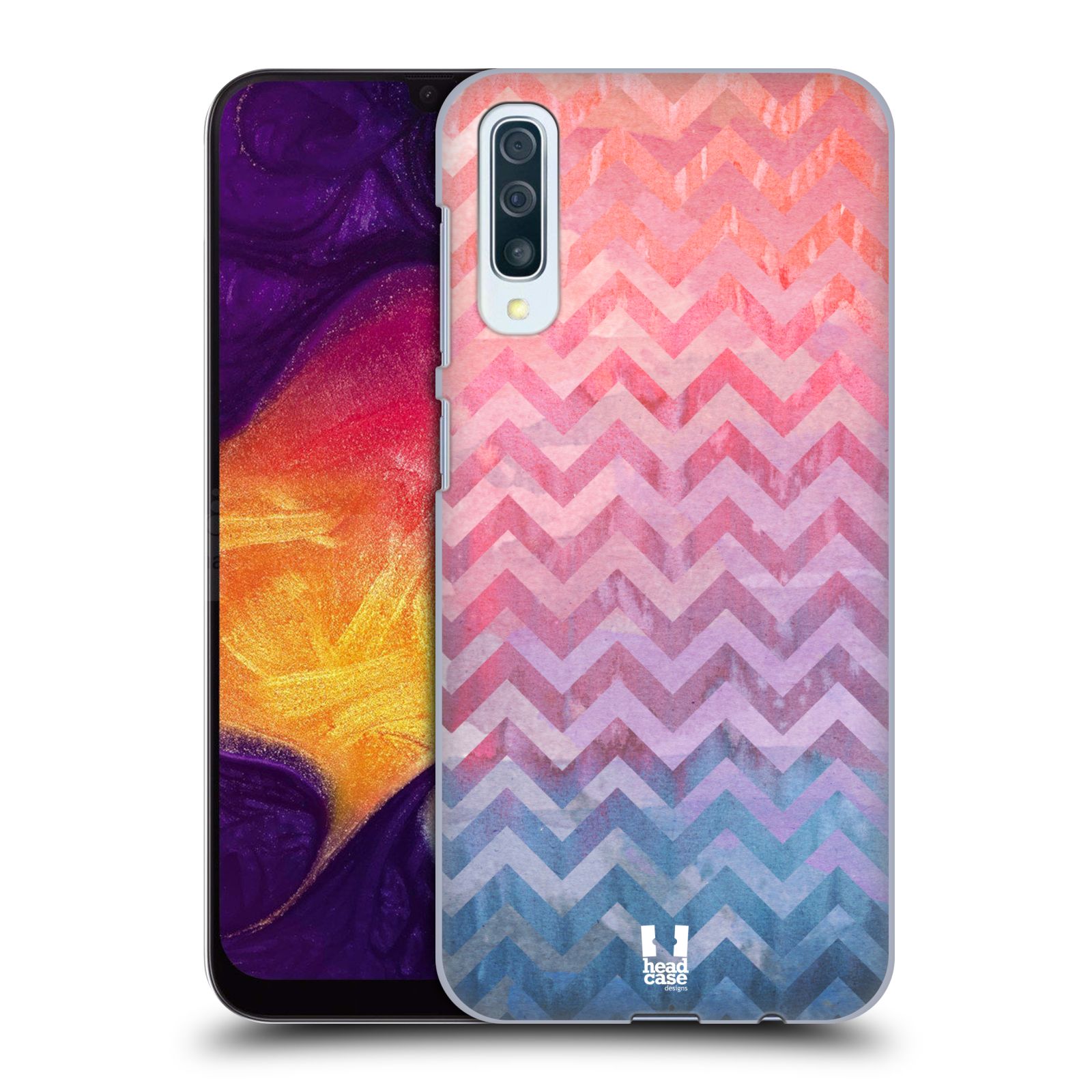 Plastové pouzdro na mobil Samsung Galaxy A50 / A30s - Head Case - Pink Chevron (Plastový kryt, pouzdro, obal na mobilní telefon Samsung Galaxy A50 / A30s z roku 2019 s motivem Pink Chevron)