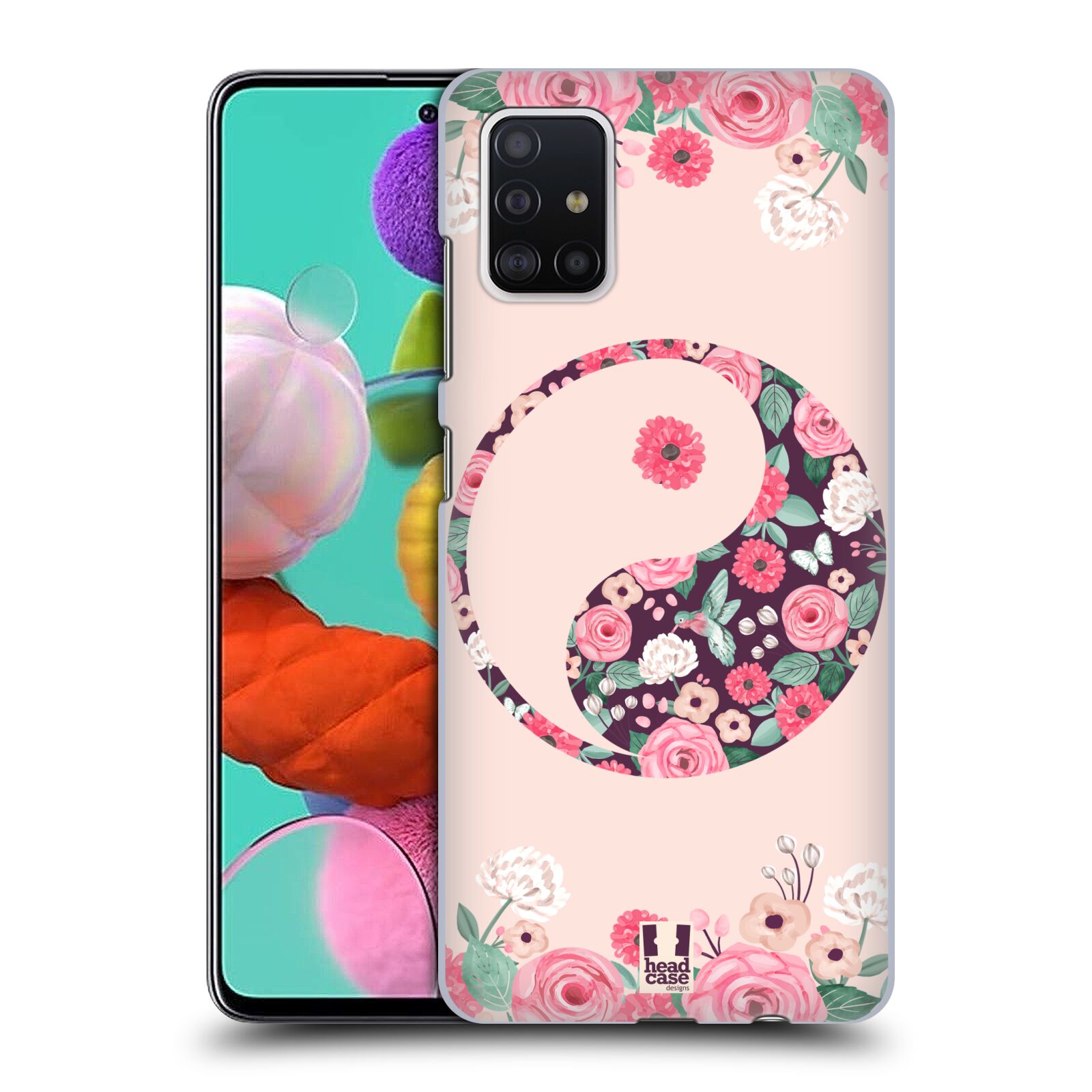 Plastové pouzdro na mobil Samsung Galaxy A51 - Head Case - Yin a Yang Floral (Plastový kryt, pouzdro, obal na mobilní telefon Samsung Galaxy A51 A515F Dual SIM s motivem Yin a Yang Floral)