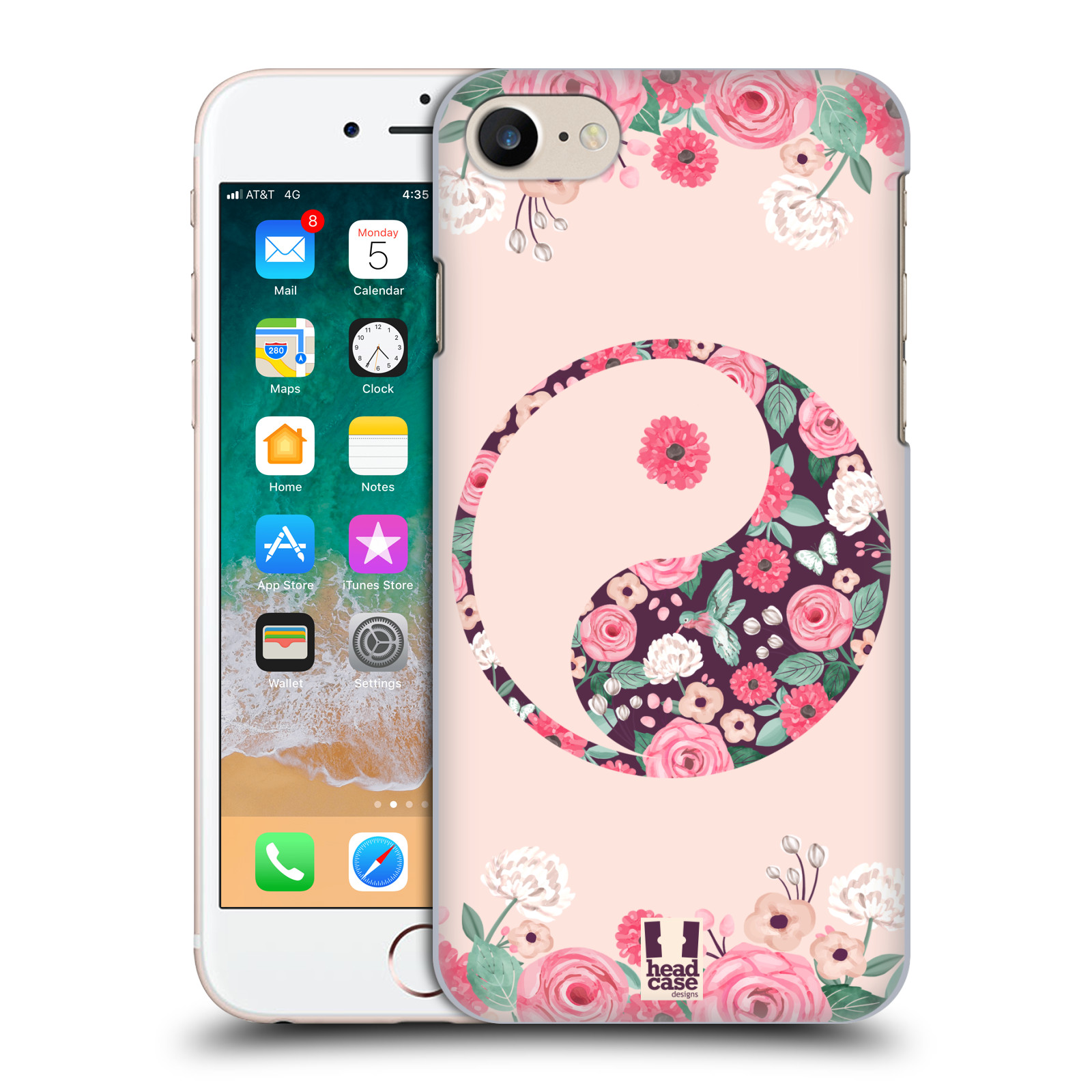 Plastové pouzdro na mobil Apple iPhone 7 HEAD CASE Yin a Yang Floral (Plastový kryt či obal na mobilní telefon Apple iPhone 7)