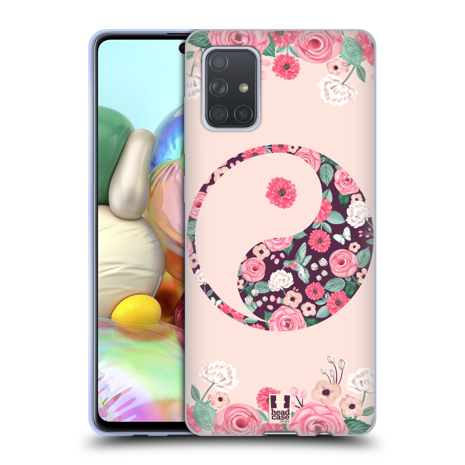 Silikonové pouzdro na mobil Samsung Galaxy A71 - Head Case - Yin a Yang Floral (Silikonový kryt, obal, pouzdro na mobilní telefon Samsung Galaxy A71 A715F Dual SIM s motivem Yin a Yang Floral)