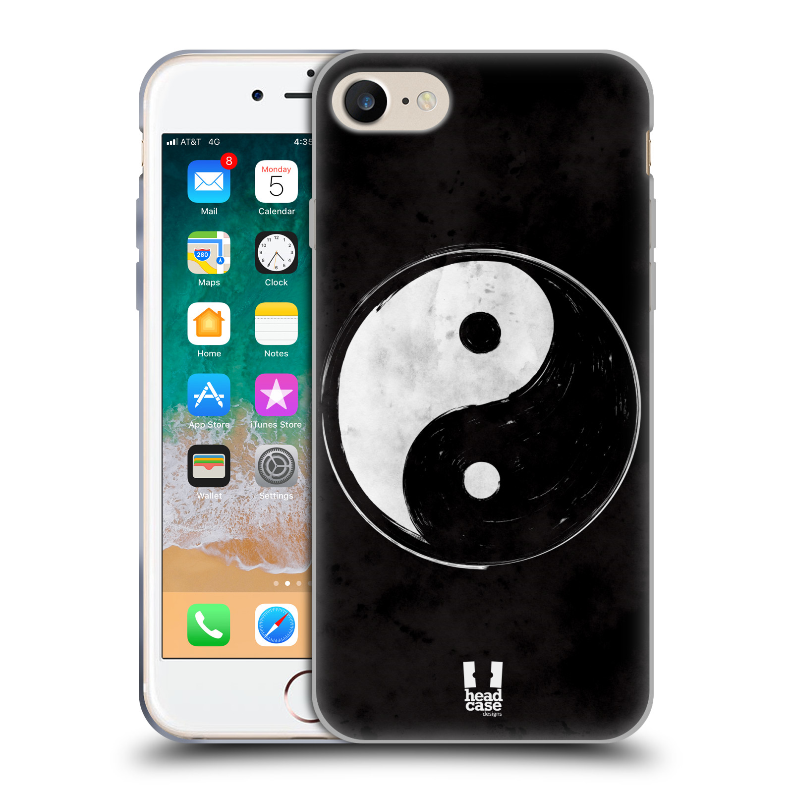 Silikonové pouzdro na mobil Apple iPhone 7 HEAD CASE YIn a Yang BW (Silikonový kryt či obal na mobilní telefon Apple iPhone 7)